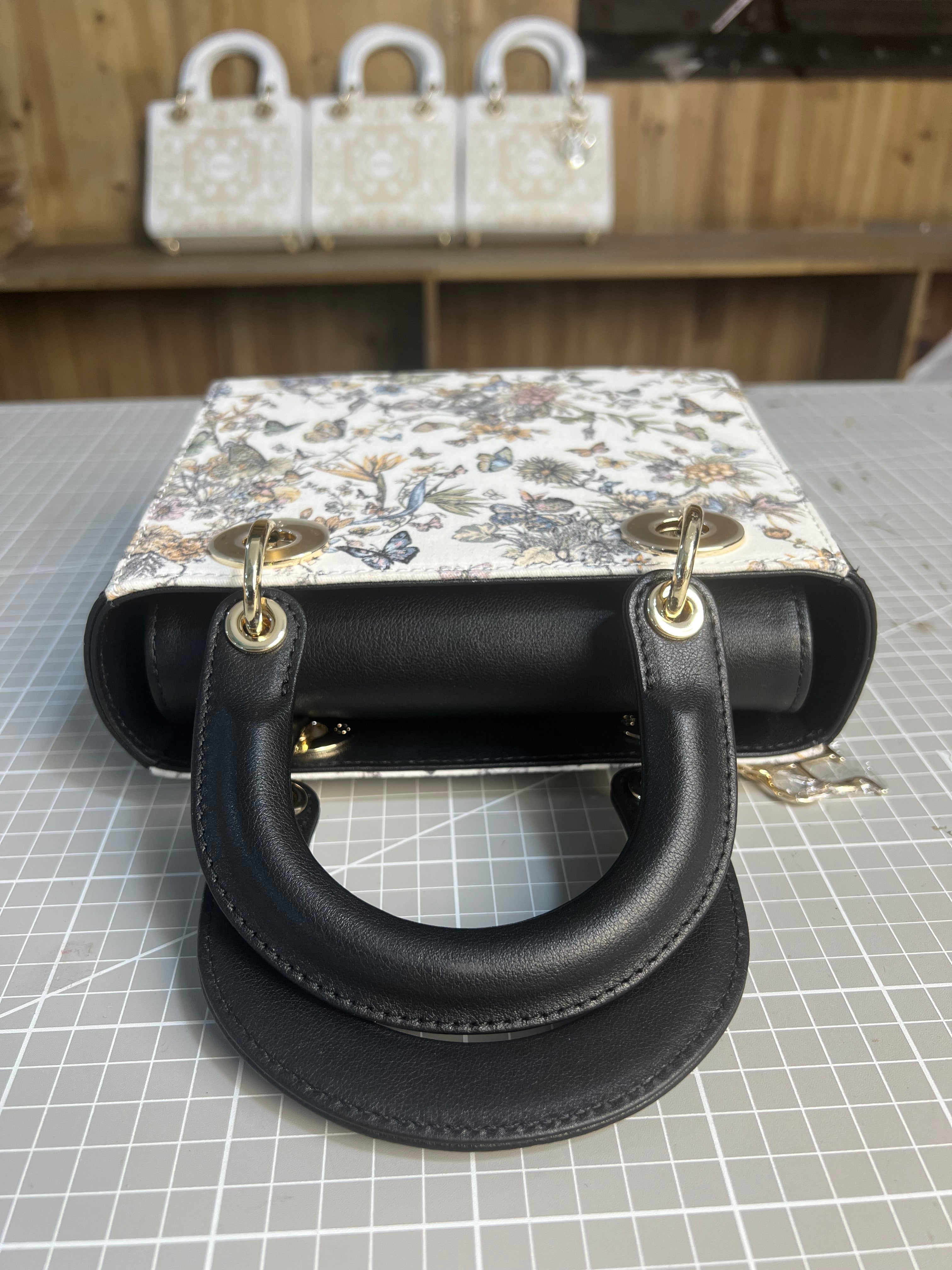 Upcycled Floral Elegance: Dior Dust Bag Transformed into a Lady Dior-Inspired Bag