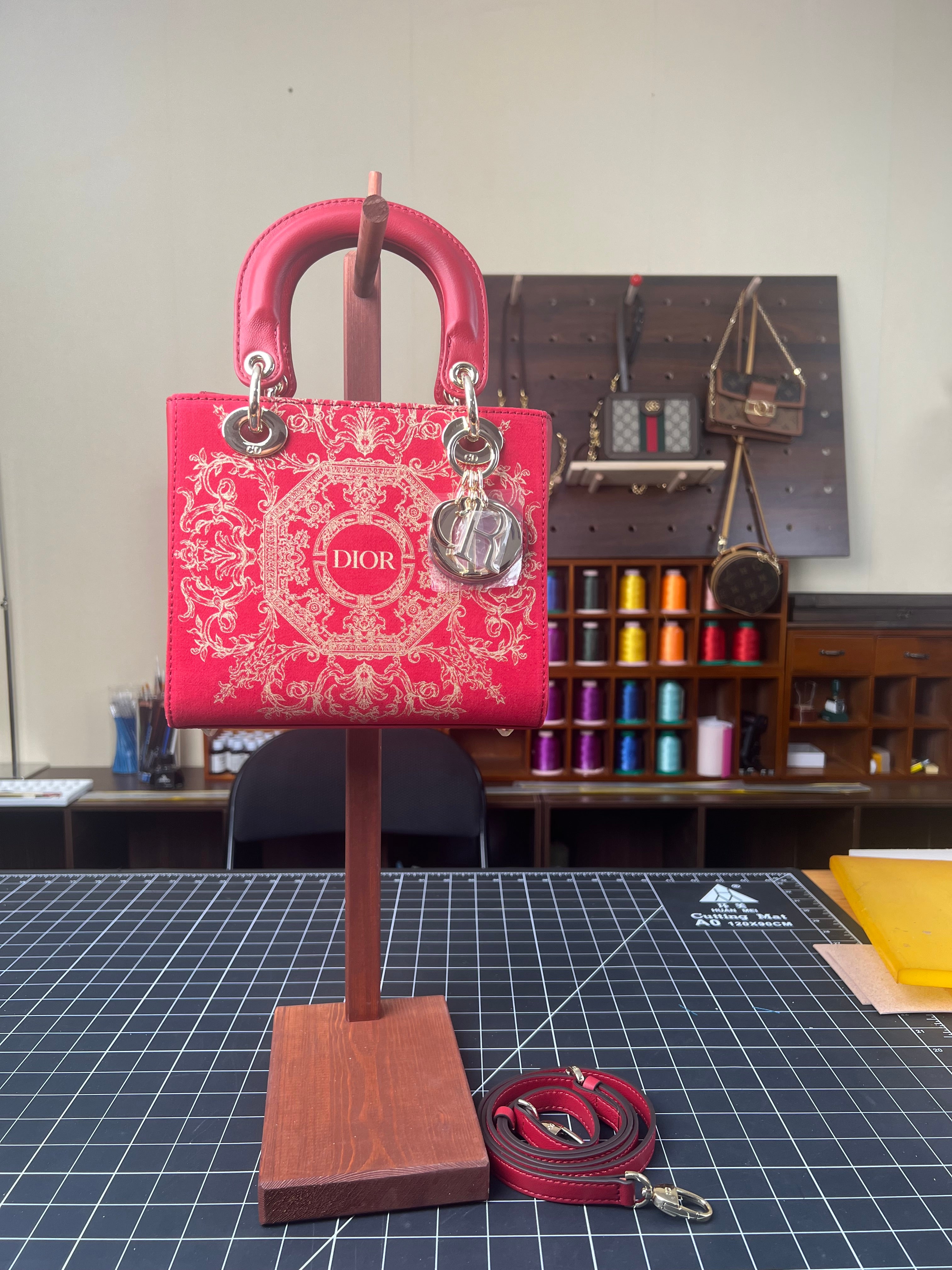 Opulent Red Revival: Dior Dust Bag Upcycled into a Lady Dior-Inspired Handbag