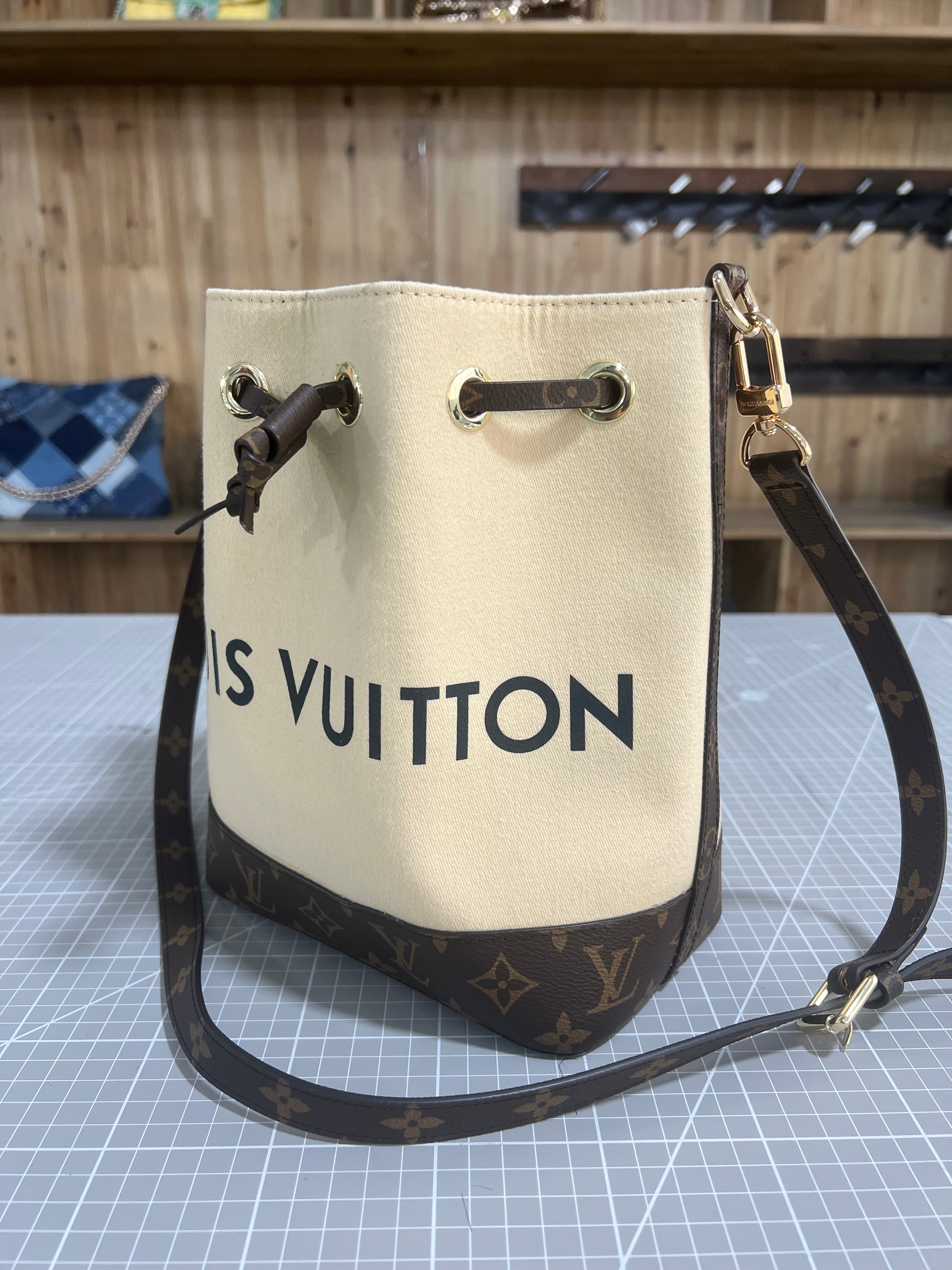 LV Dust Bag and Leather Upcycled Bucket Bag: A Fusion of Elegance and Practicality