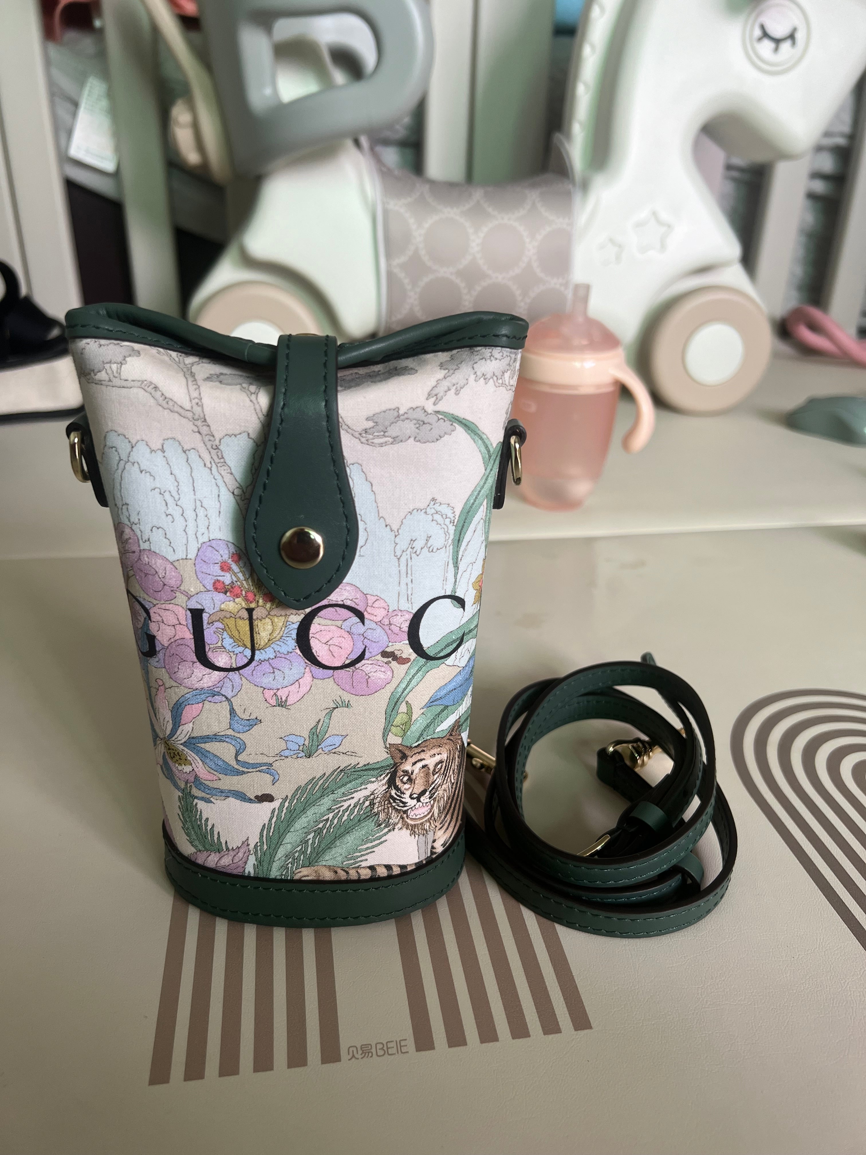 Upcycled Gucci Dust Bag Mini Bucket Bag