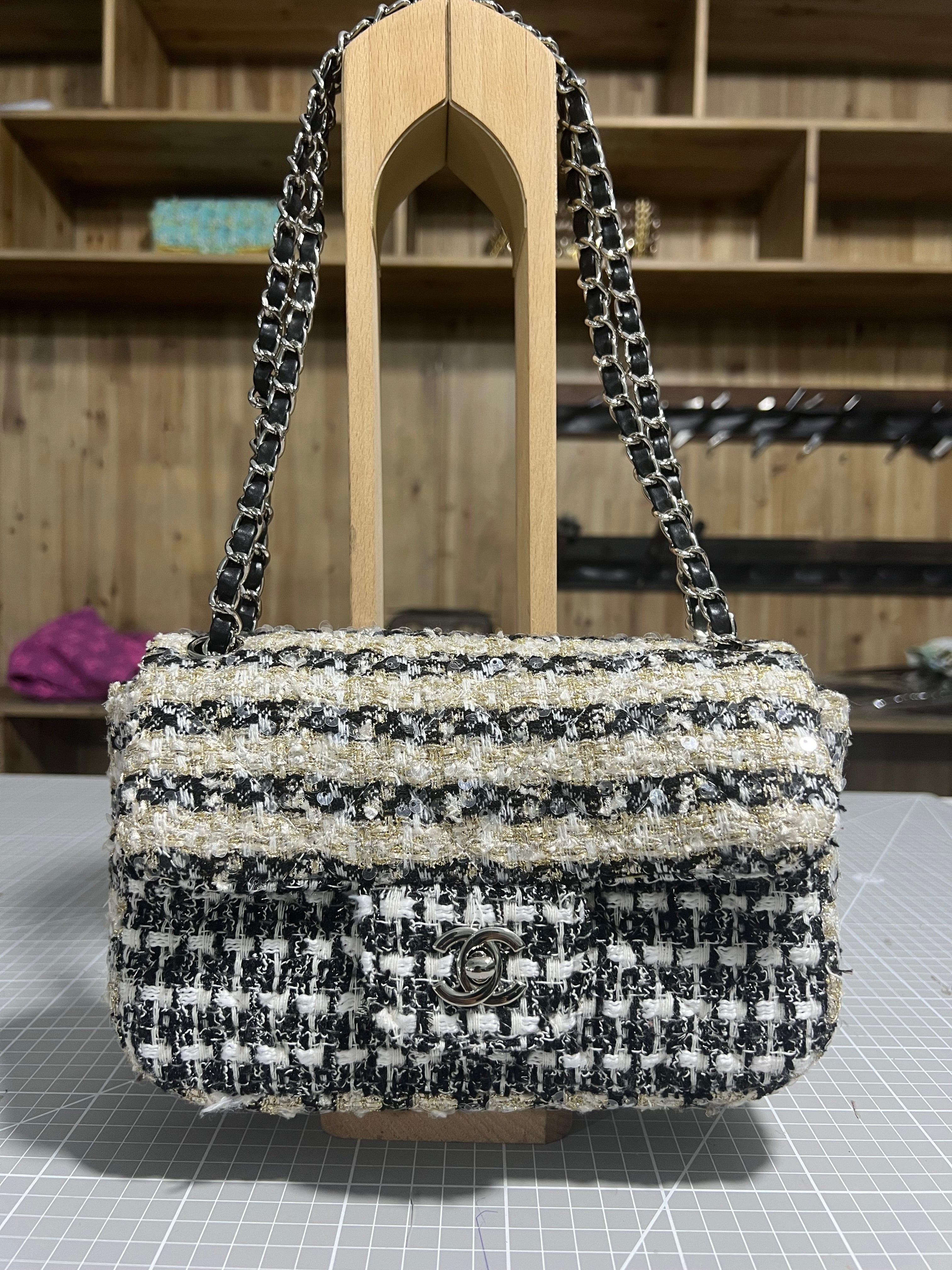 Upcycled Chanel-Style Tweed CF Bag