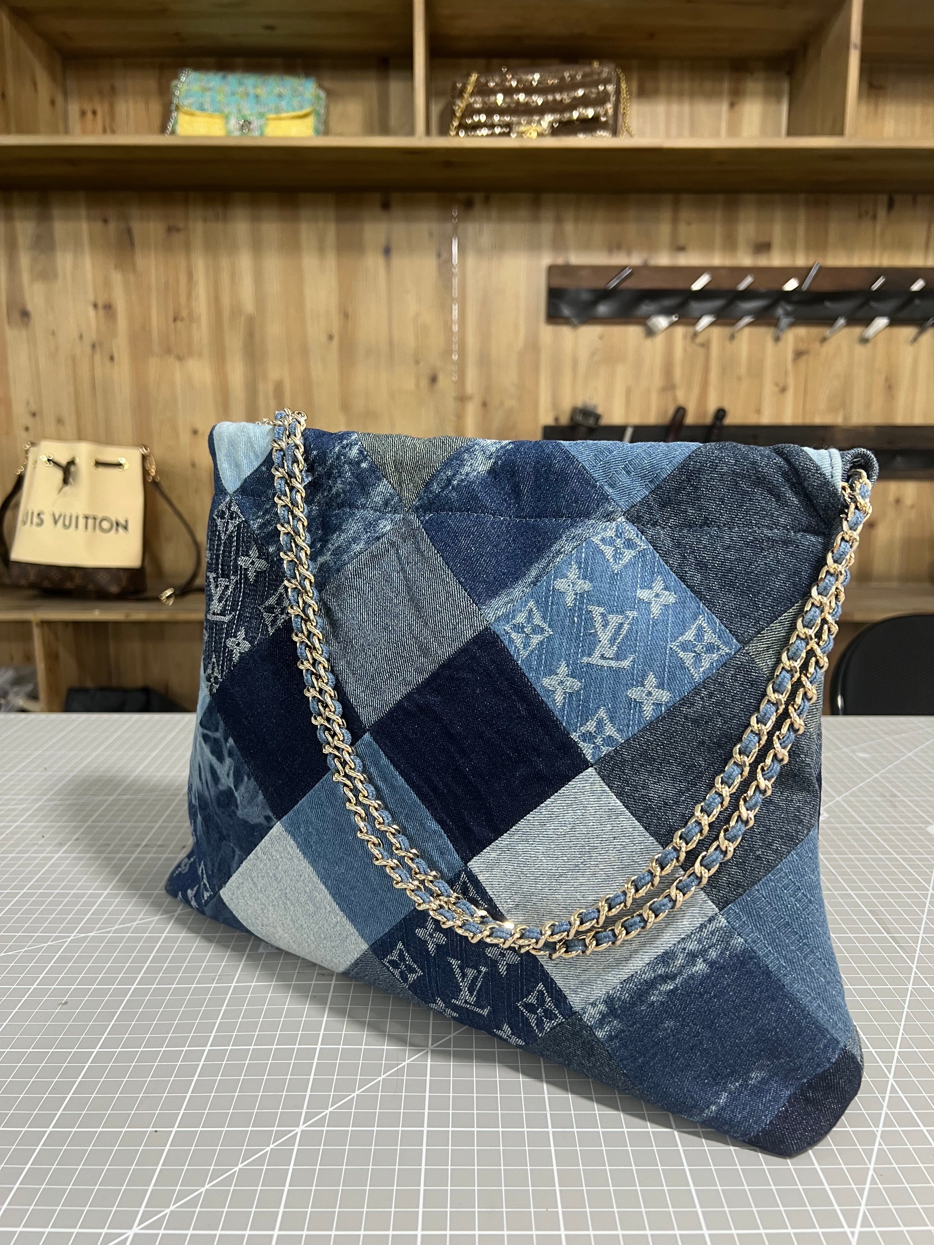 Upcycled Louis Vuitton Denim Patchwork Bag