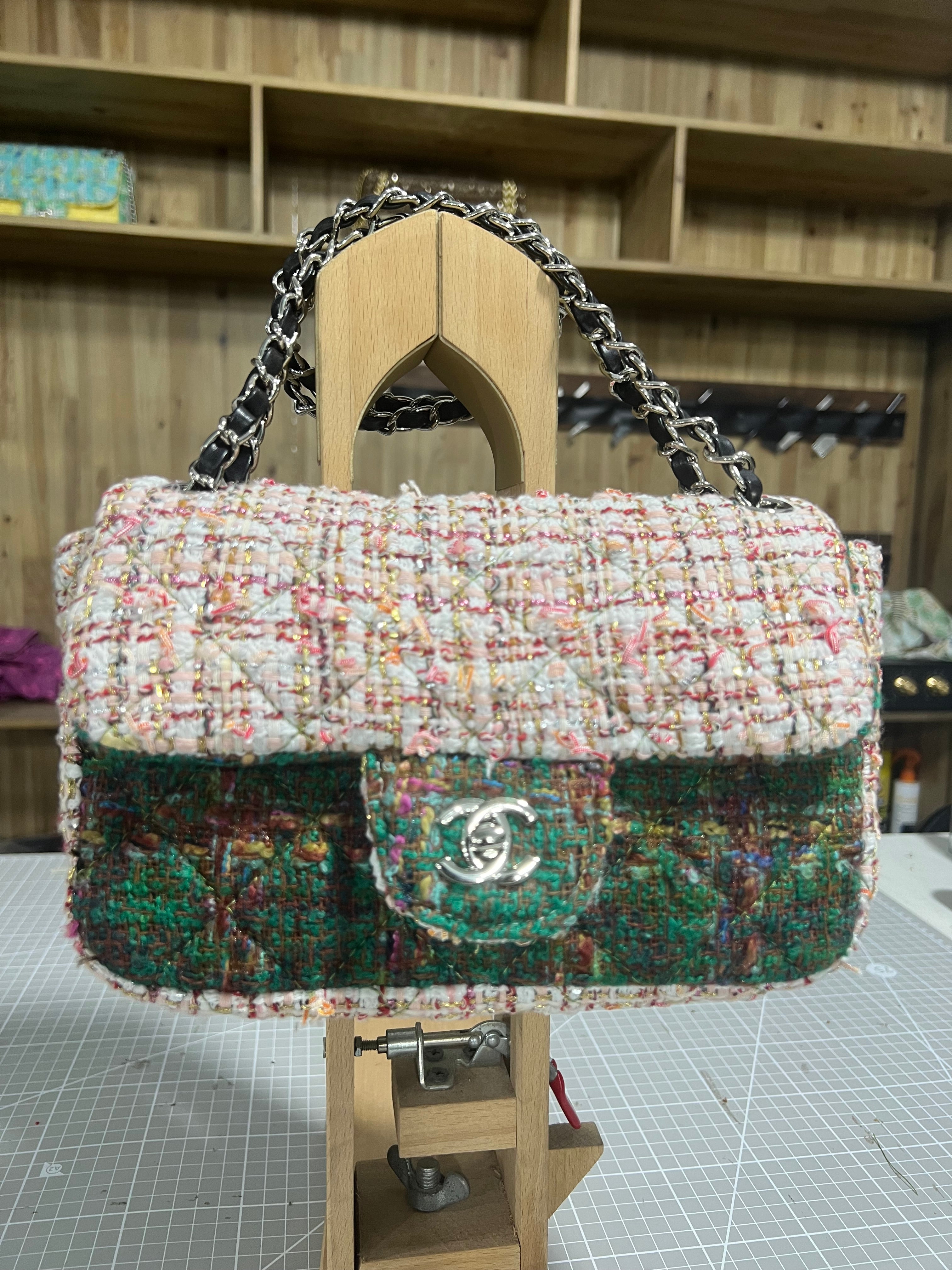 Chanel-Style Multicolored Tweed Bag