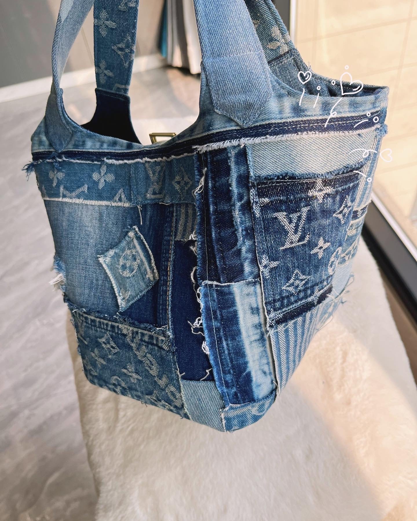 Upcycled LV Denim Picotin Lock Tote