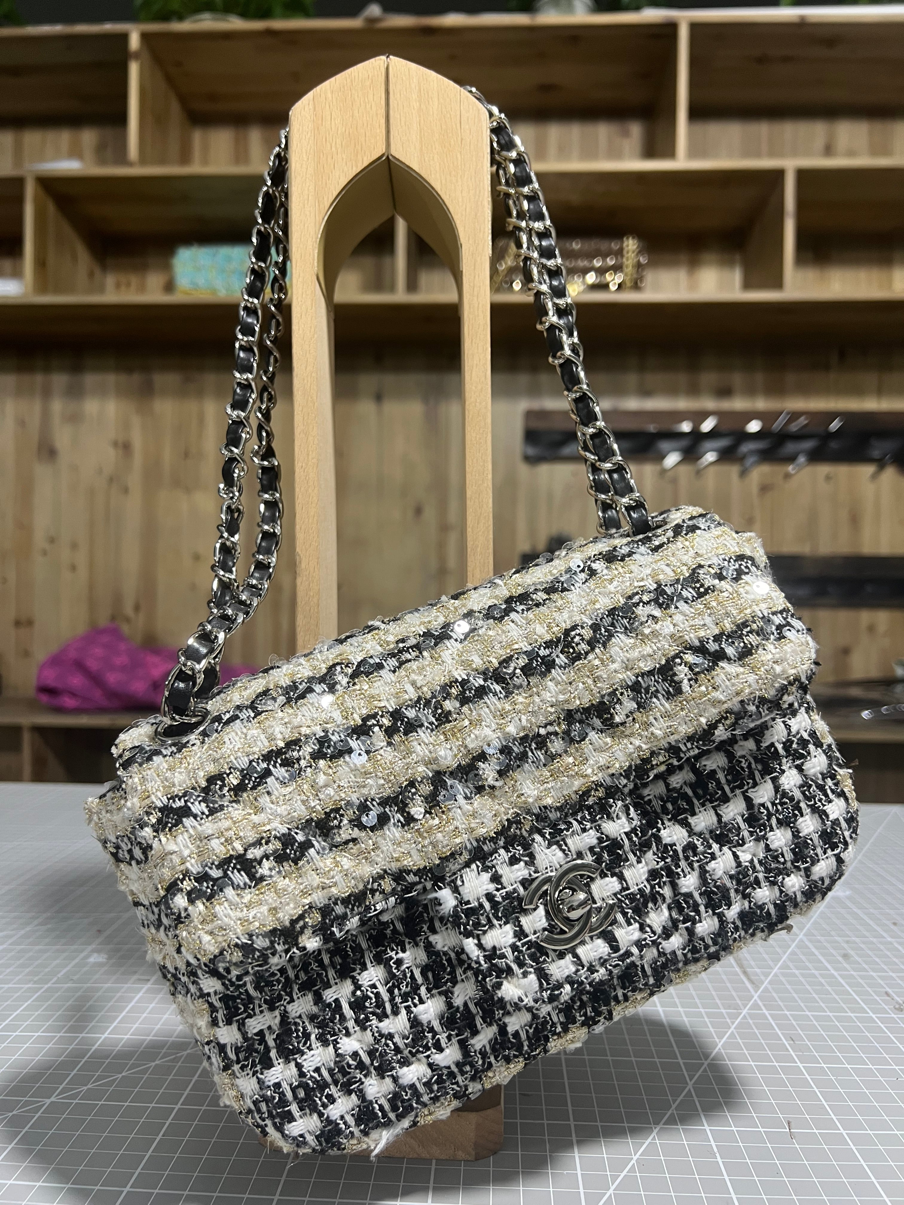 Upcycled Chanel-Style Tweed CF Bag