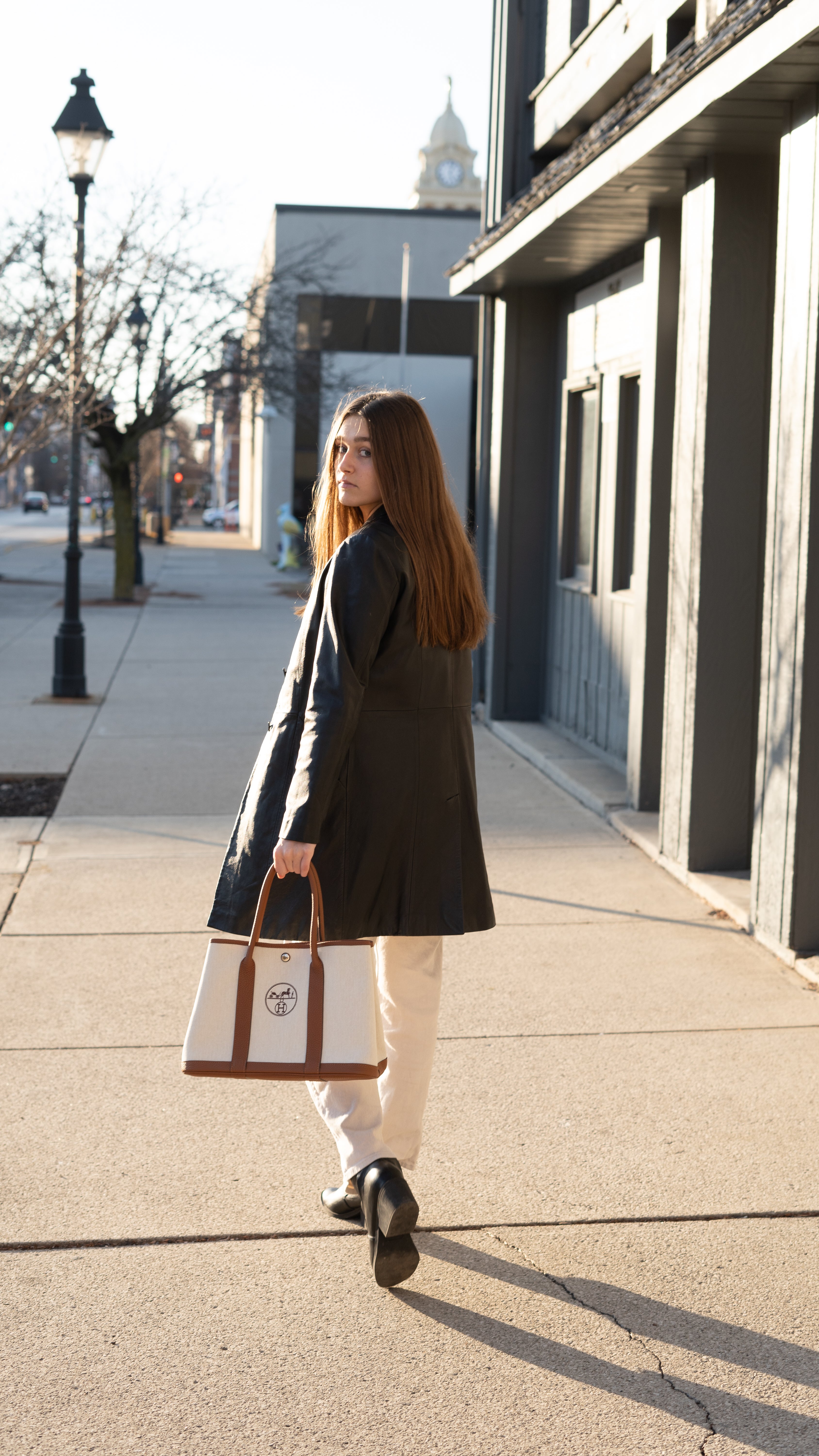 Upcycled Hermès Dust Bag Garden Party Bag 36-Brown