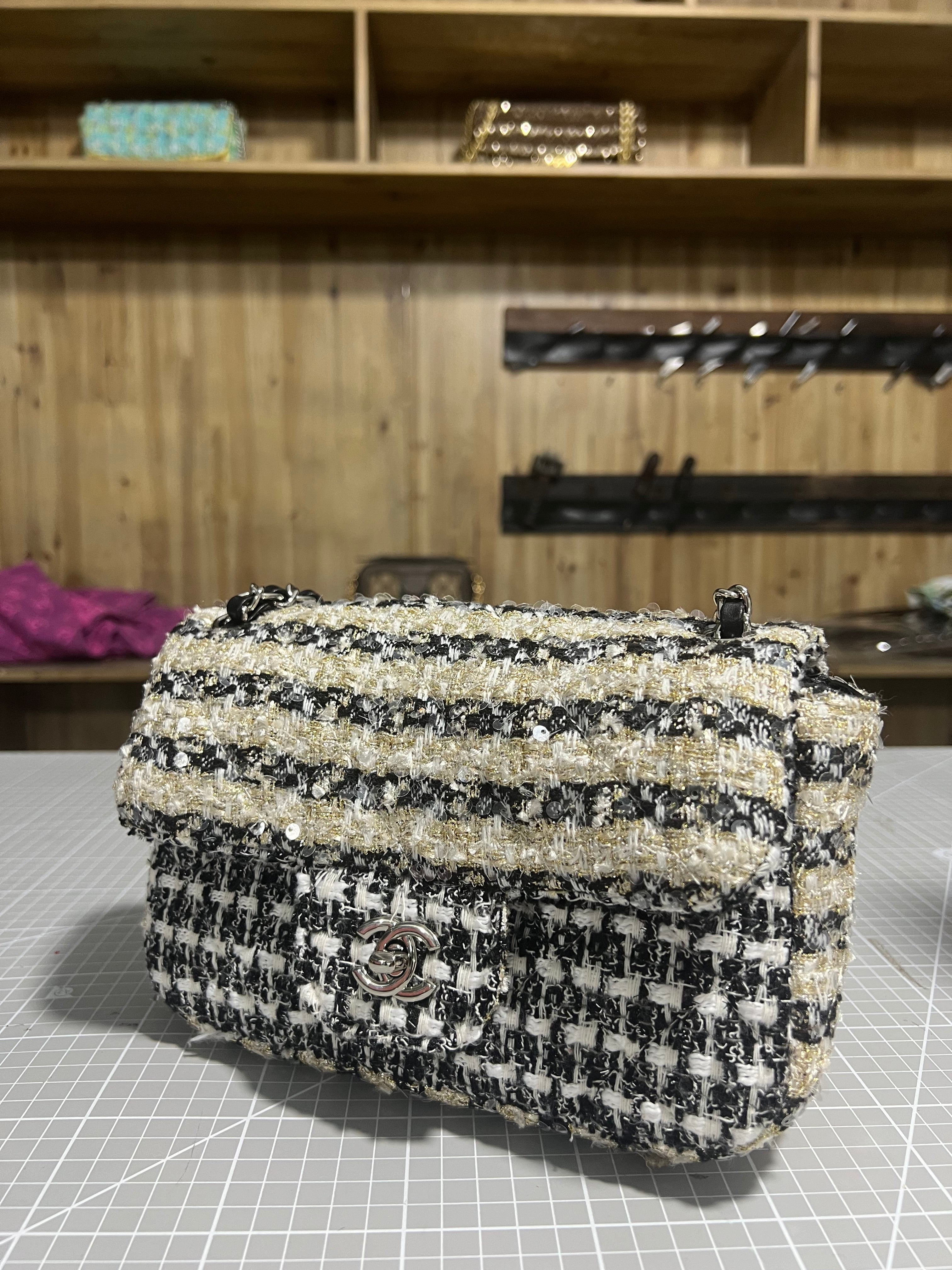 Upcycled Chanel-Style Tweed CF Bag