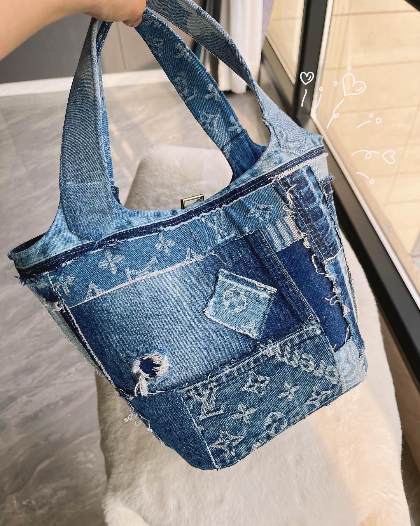 Upcycled LV Denim Picotin Lock Tote