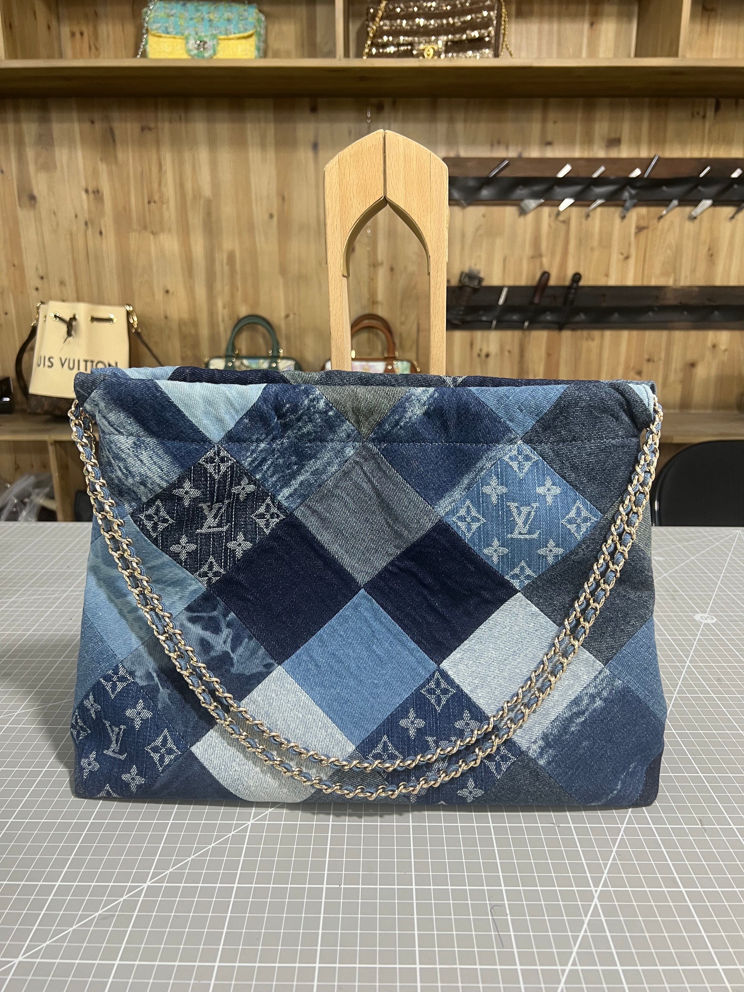 Upcycled Louis Vuitton Denim Patchwork Bag