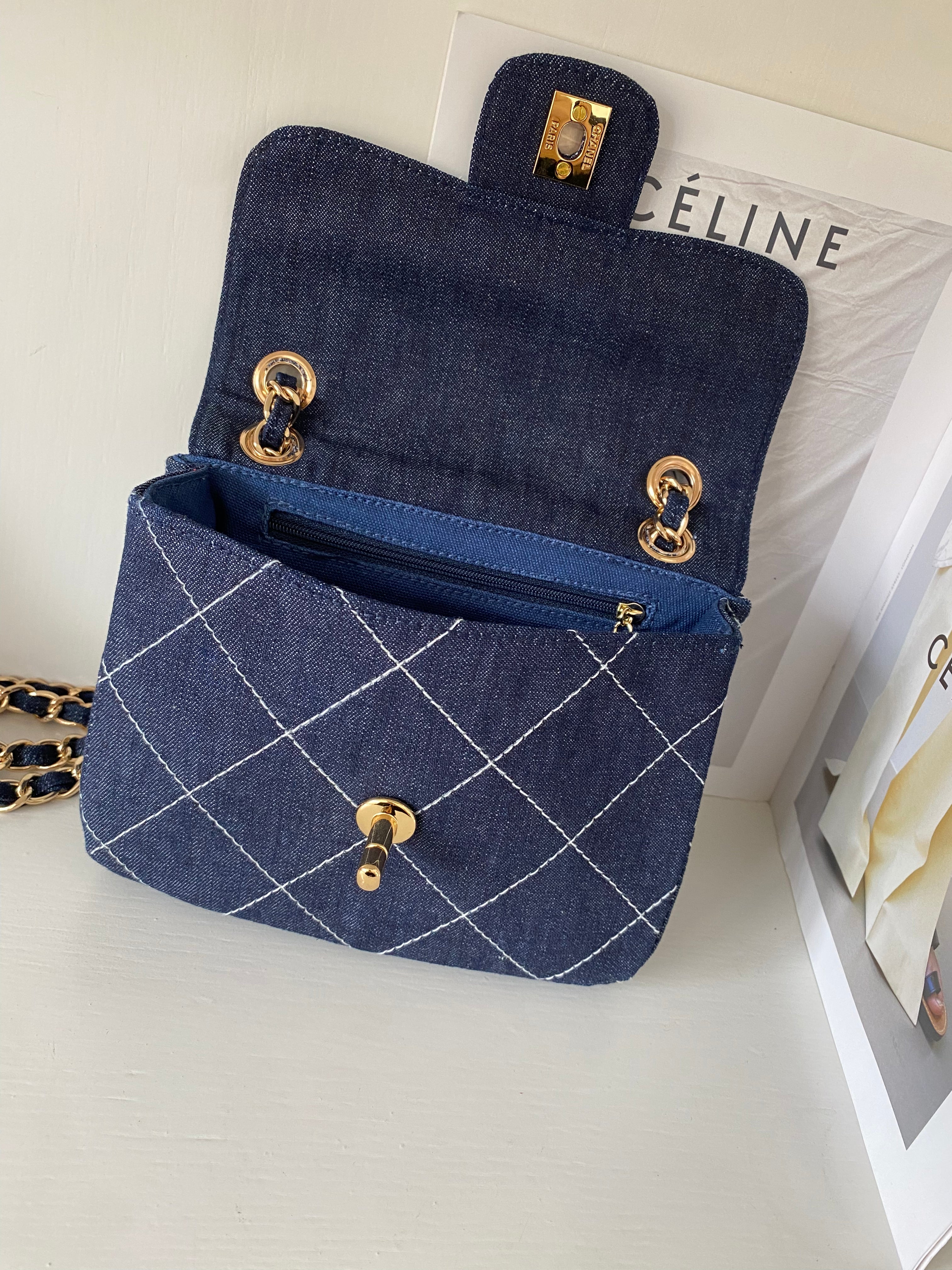 Chanel-Style Denim Flap Bag