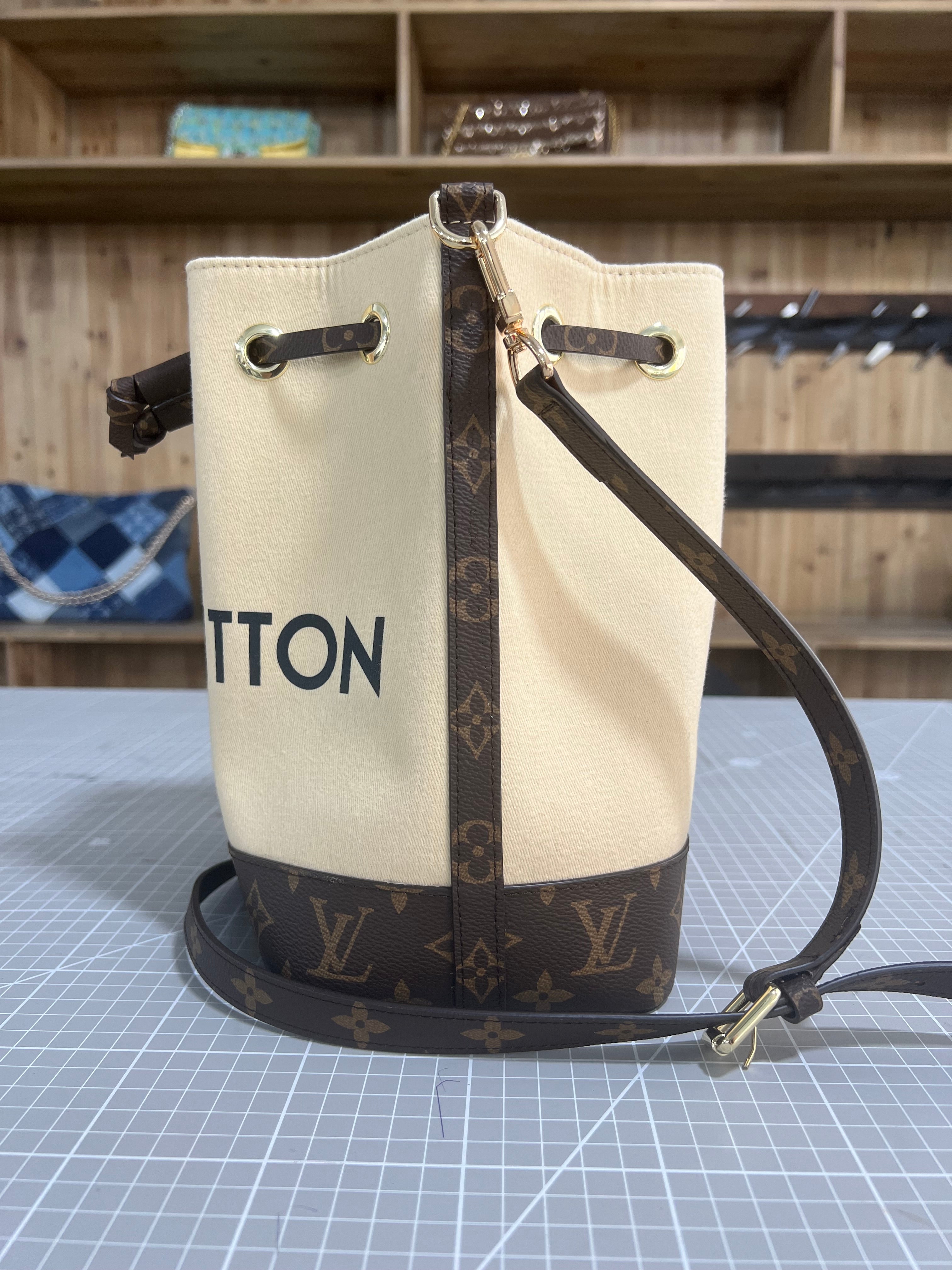 LV Dust Bag and Leather Upcycled Bucket Bag: A Fusion of Elegance and Practicality