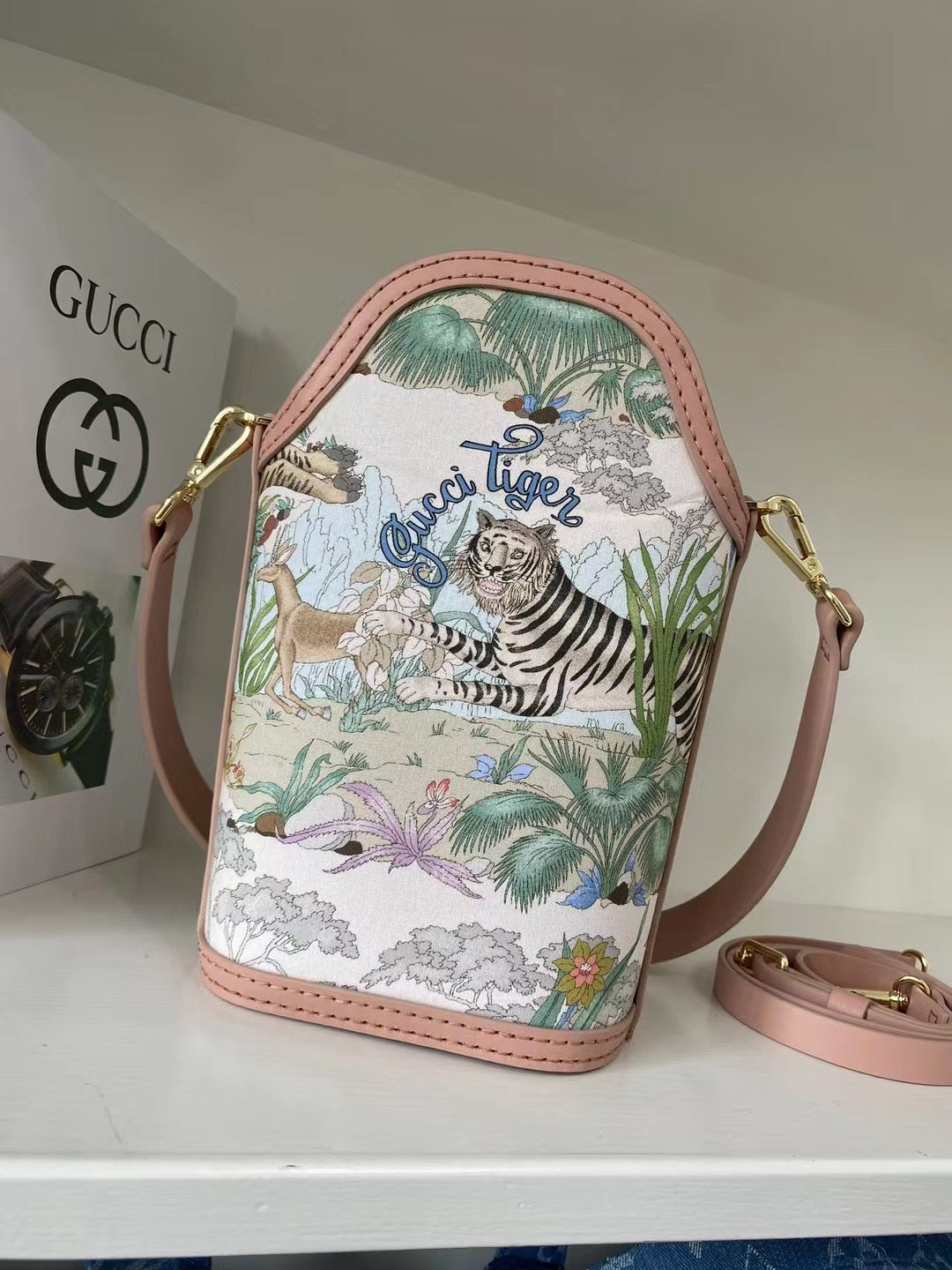 Introducing the Upcycled Gucci Dust Bag Bucket Bag with Pink Leather Accents