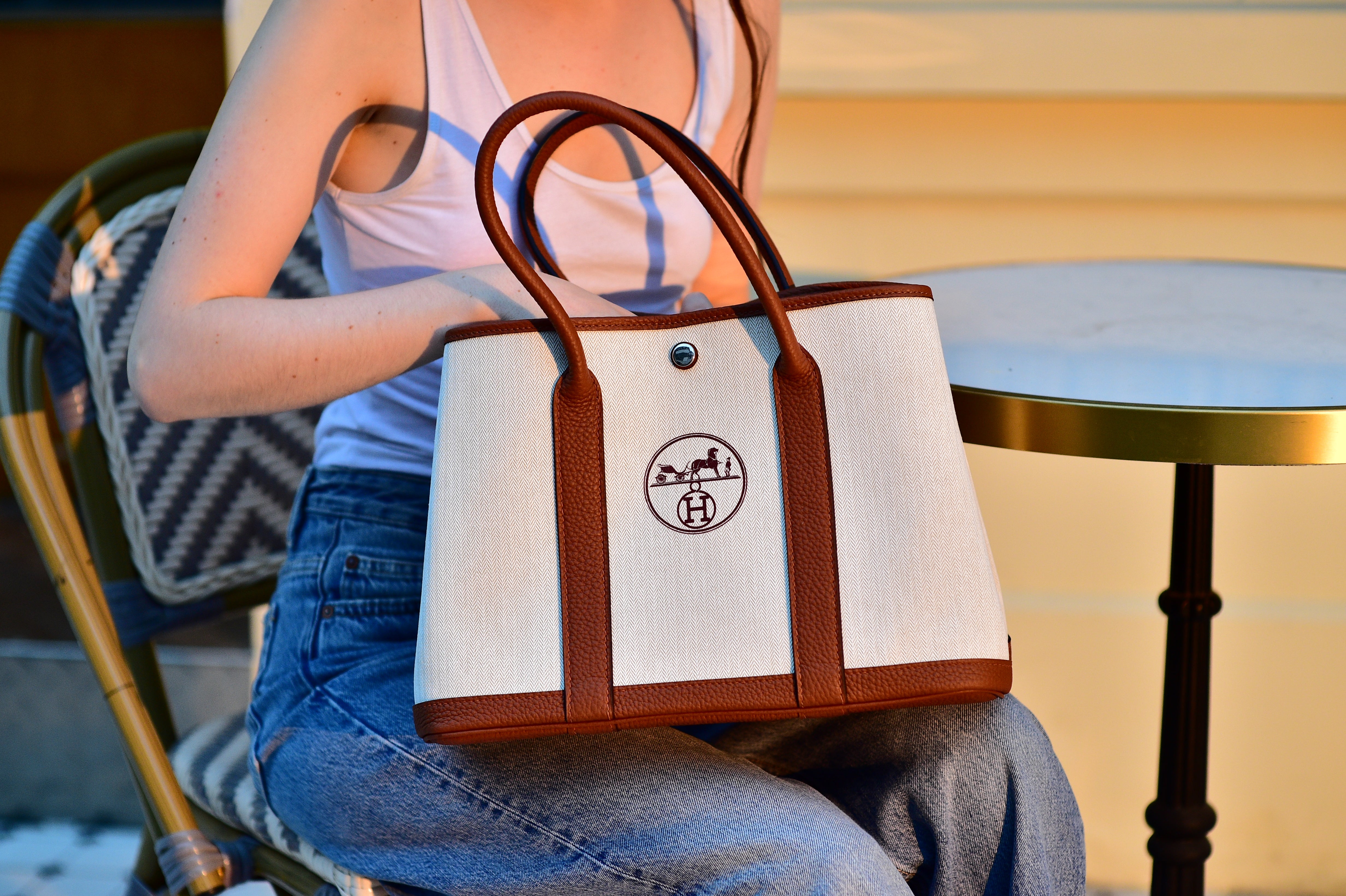 Upcycled Hermès Dust Bag Garden Party Bag 36-Brown