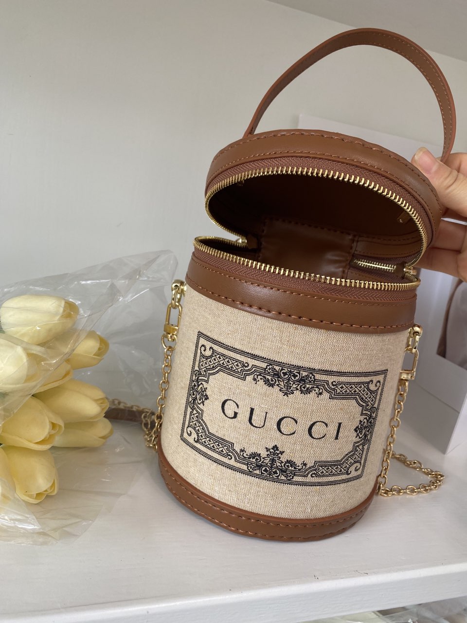 Upcycled Gucci Dust Bag Bucket Bag