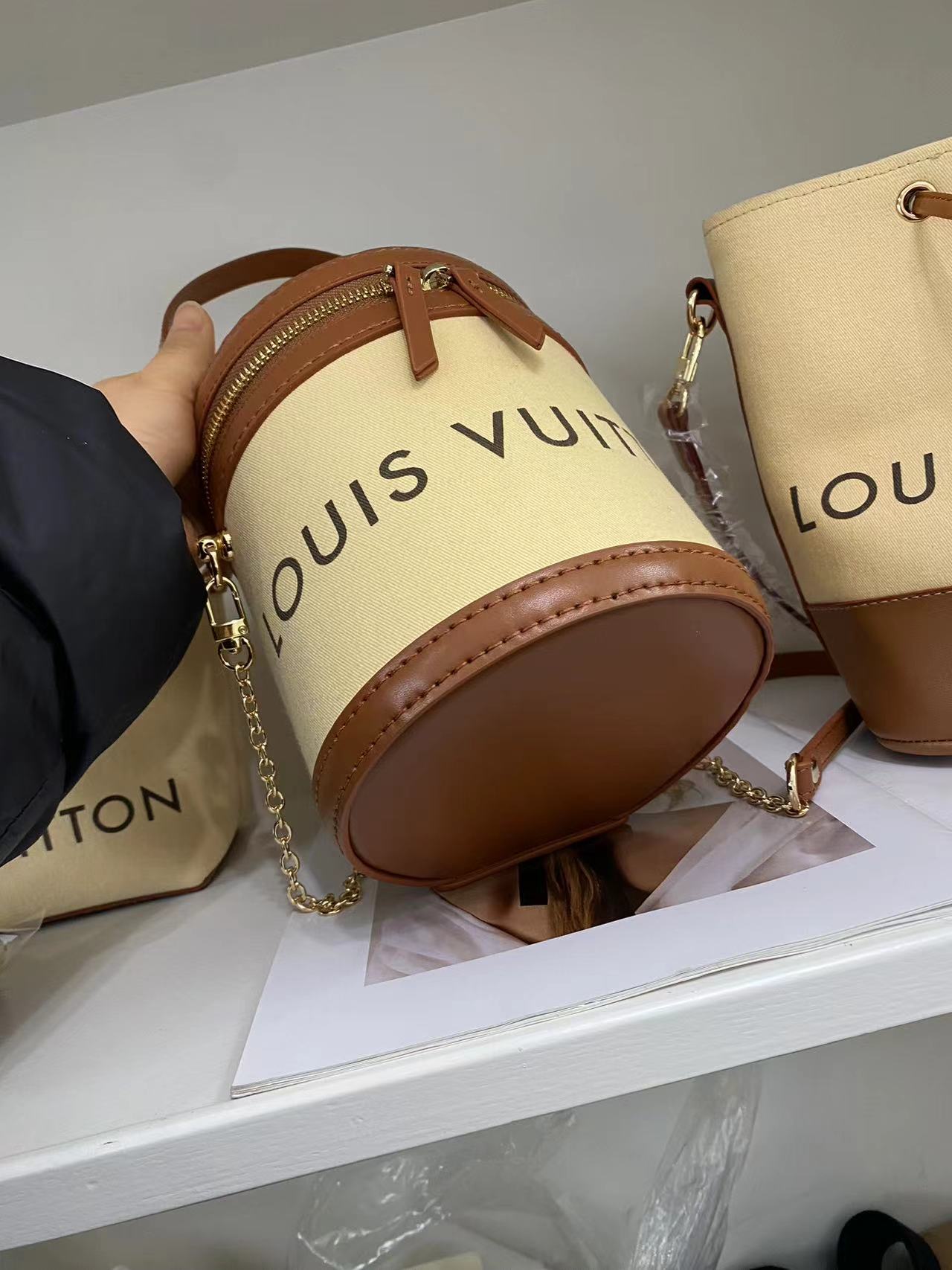 Upcycled Louis Vuitton Dust Bag Bucket Bag