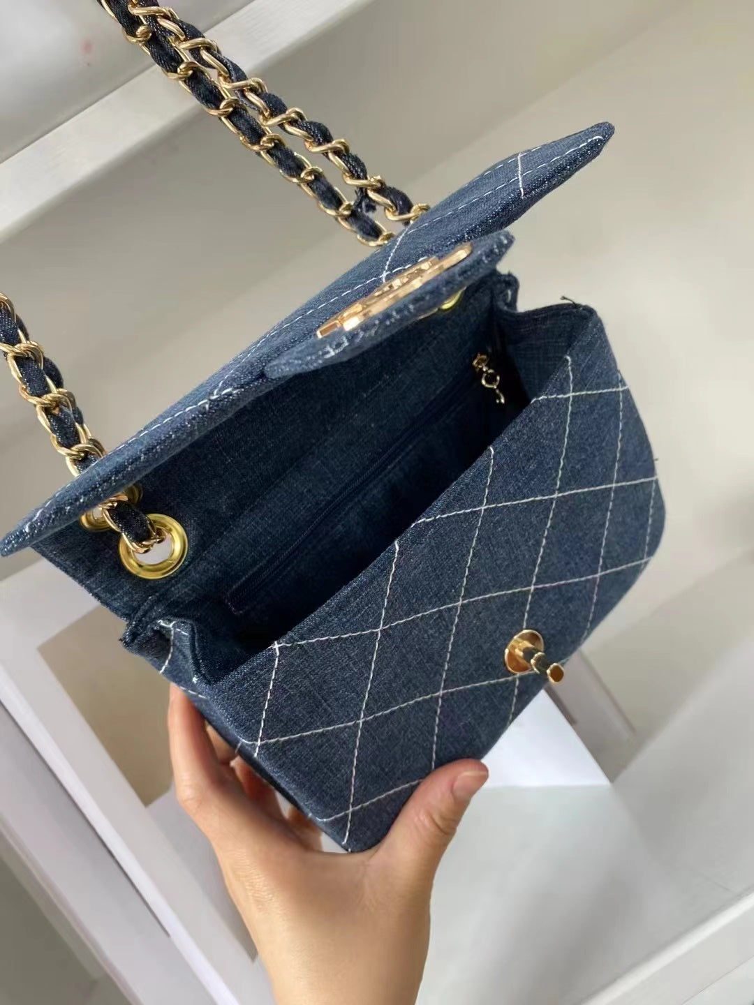 Chanel-Style Denim Flap Bag