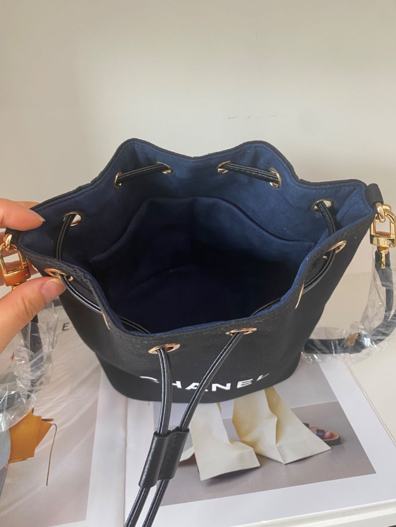 Upcycled Chanel Dust Bag Bucket Bag